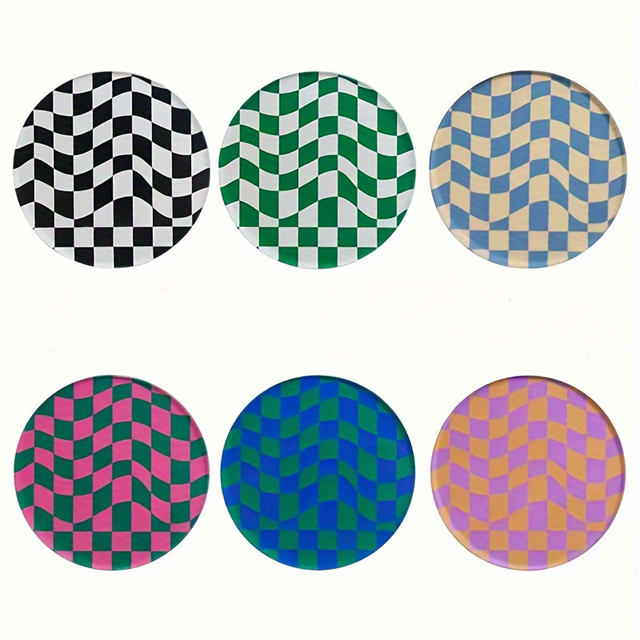 Marble Coaster Set - 6 قطع - حاملات أكواب خشبية،