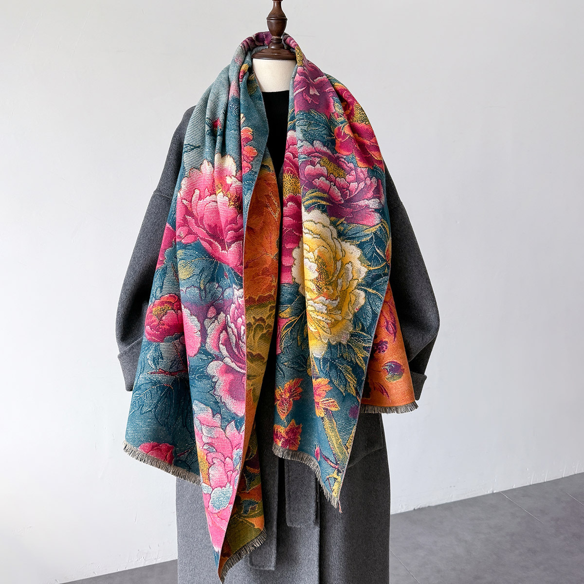 Cashmere Scarf - الدافئة الكشمير وشاح المرأة شال الأزهار