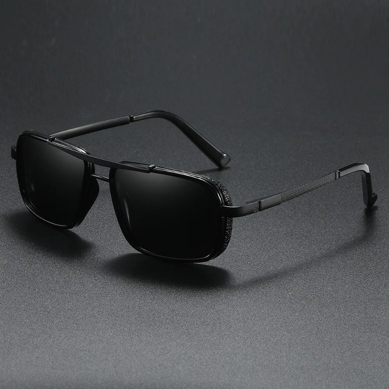 Sunglasses Uv400 - نظارات شمسية رجالية فاخرة مستطيلة الشكل