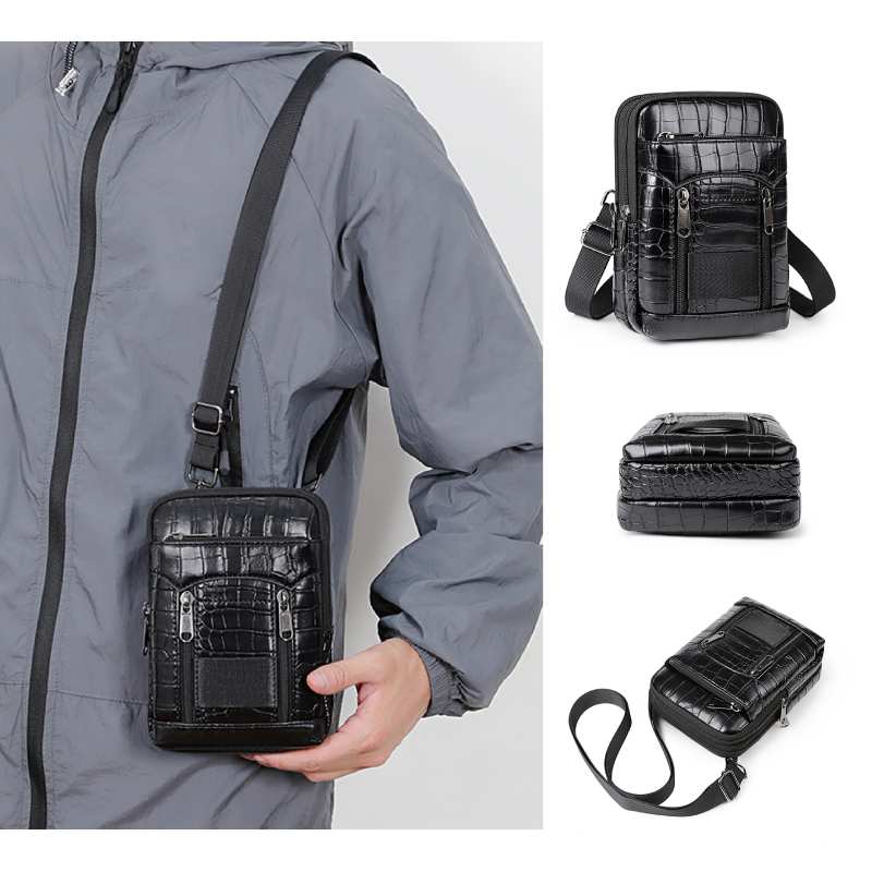 Leather Wallet Men - الرجال أنيق التمساح طباعة Crossbody حقيبة