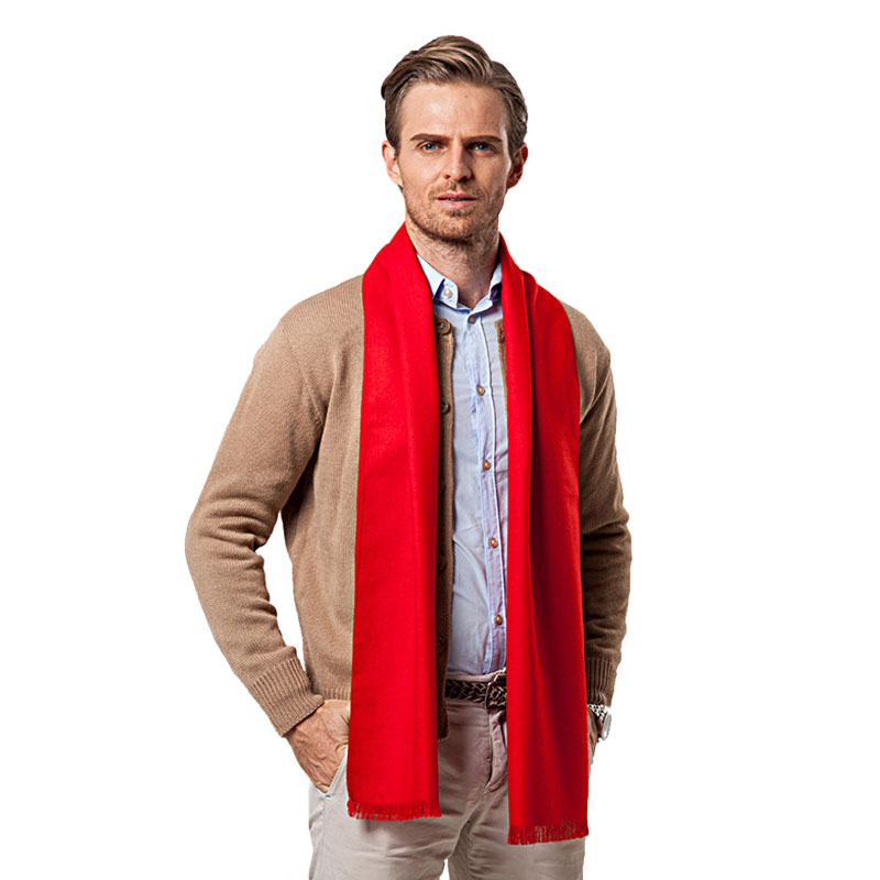 Cashmere Scarf - أزياء الشتاء بلون الرجال وشاح أحمر