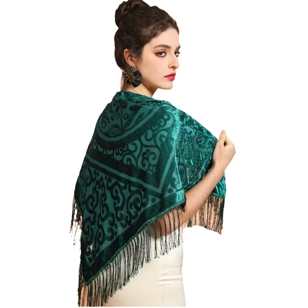 Cashmere Scarf - شال جاكار مخملي AW25 مع حواف