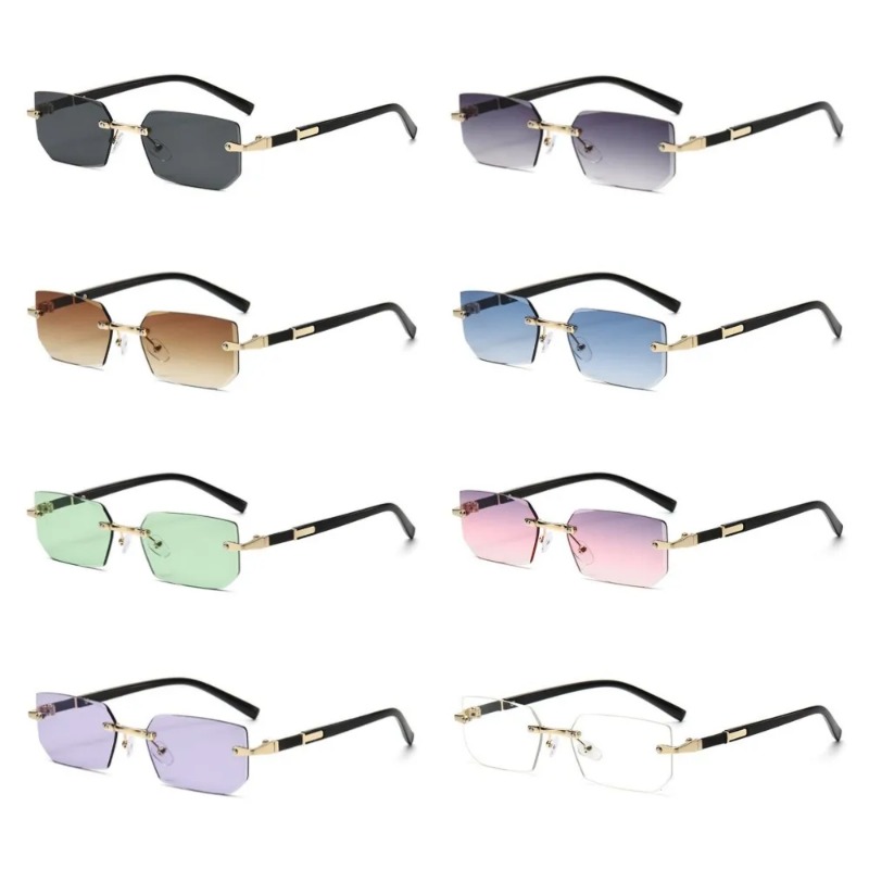 Designer Sunglasses - نظارات شمسية مستطيلة بدون إطار بحواف