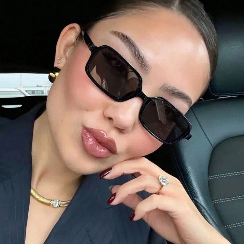 Designer Sunglasses - نظارات شمسية مستطيلة صغيرة جديدة وجذابة،