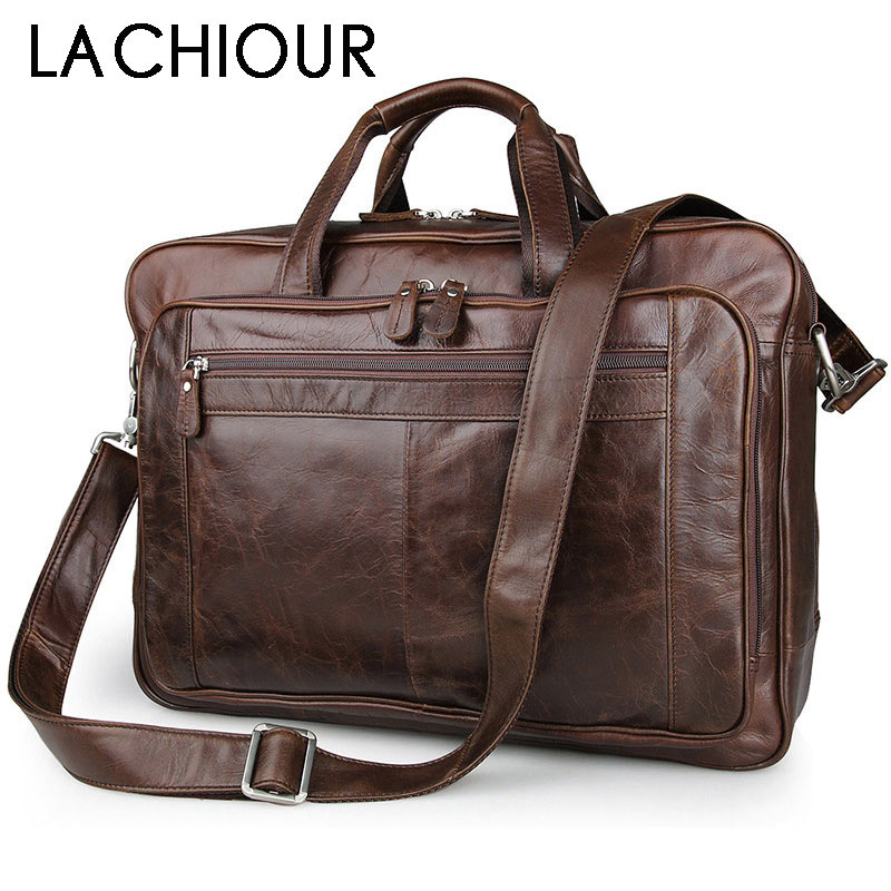 Leather Briefcase - LACHIOUR-حقيبة يد جلدية أصلية للرجال ،