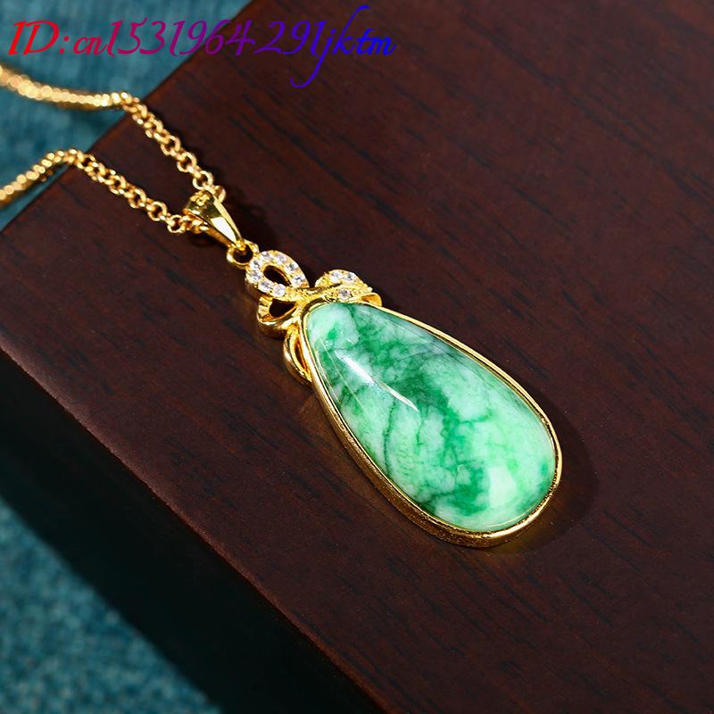 قلادة بحجر اليشم الطبيعي على ش - مراجعة Gold Plated Jewelry وسعره