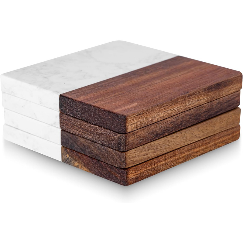 4 قطع من حاملات الأكواب الخشبي - مراجعة Marble Coaster Set وسعره
