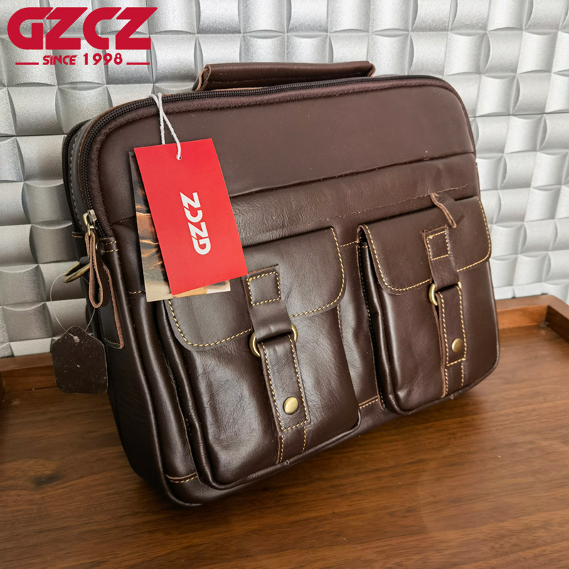 حقيبة يد رجالية GZCZ للعمل وال - مراجعة Leather Briefcase وسعره