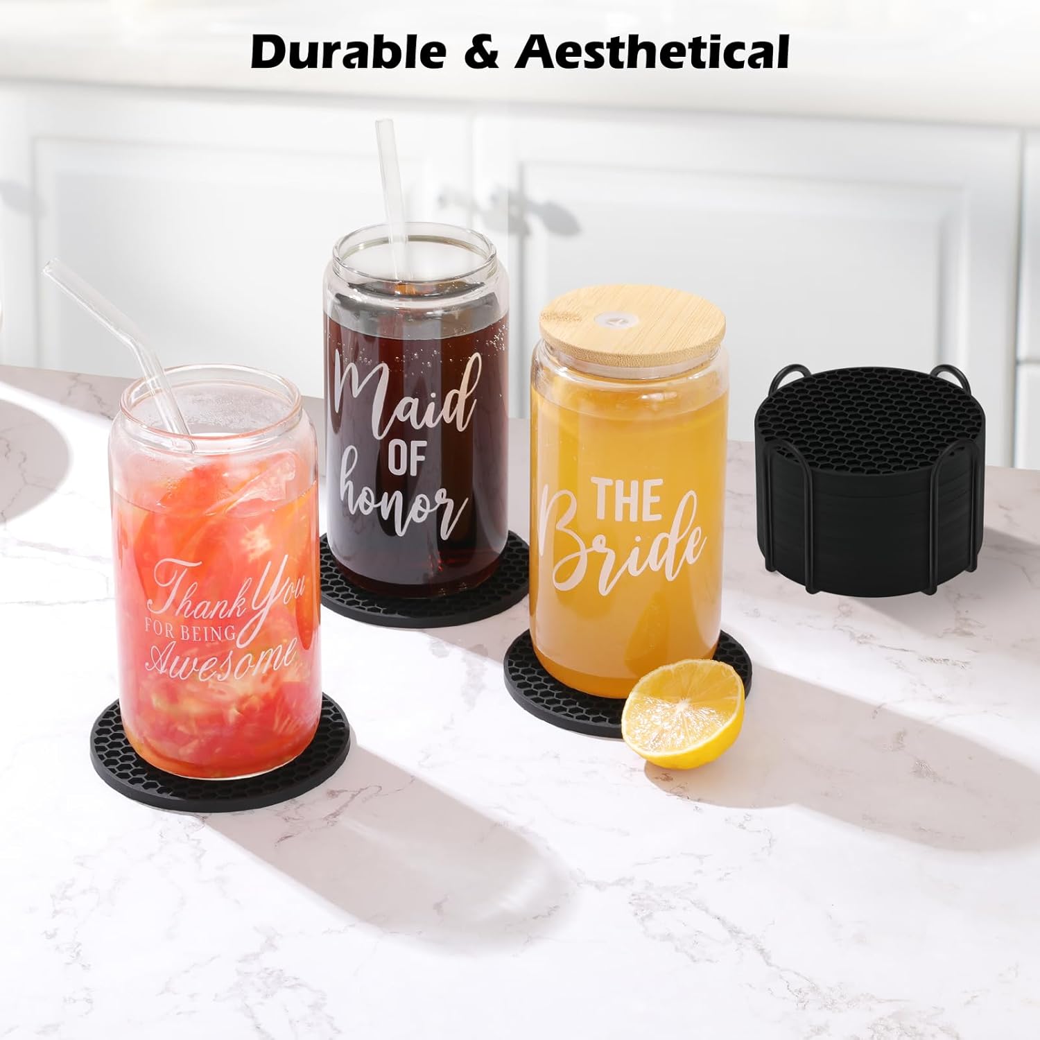 مجموعة قواعد أكواب من السيليكو - مراجعة Marble Coaster Set وسعره