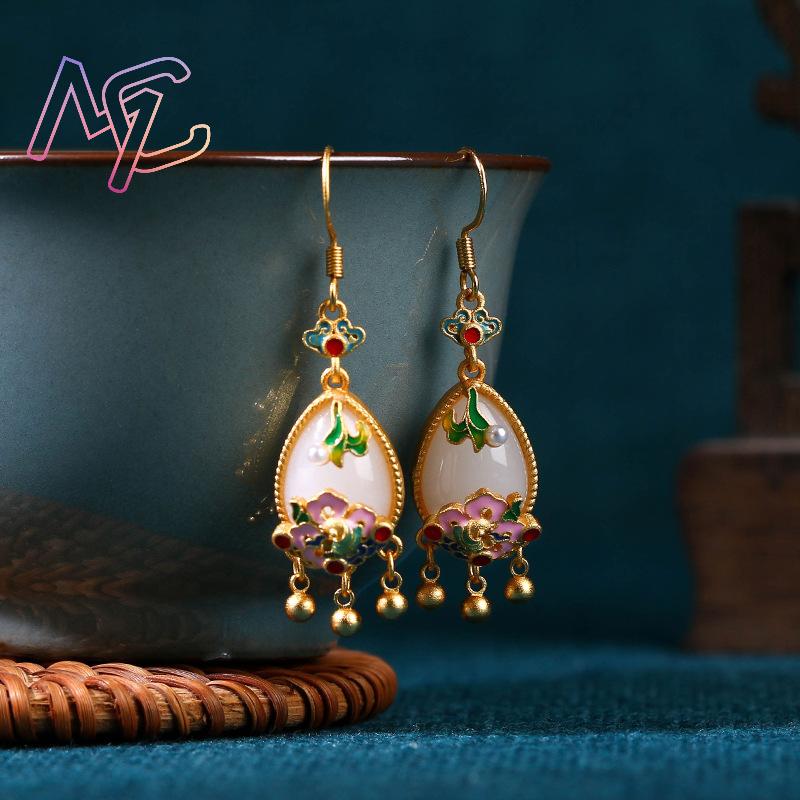 أقراط زهرة اليشم الطبيعية، تمي - مراجعة Gold Plated Jewelry وسعره