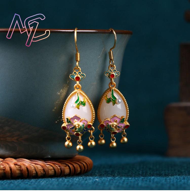 أقراط زهرة اليشم الطبيعية، تمي - مراجعة Gold Plated Jewelry وسعره