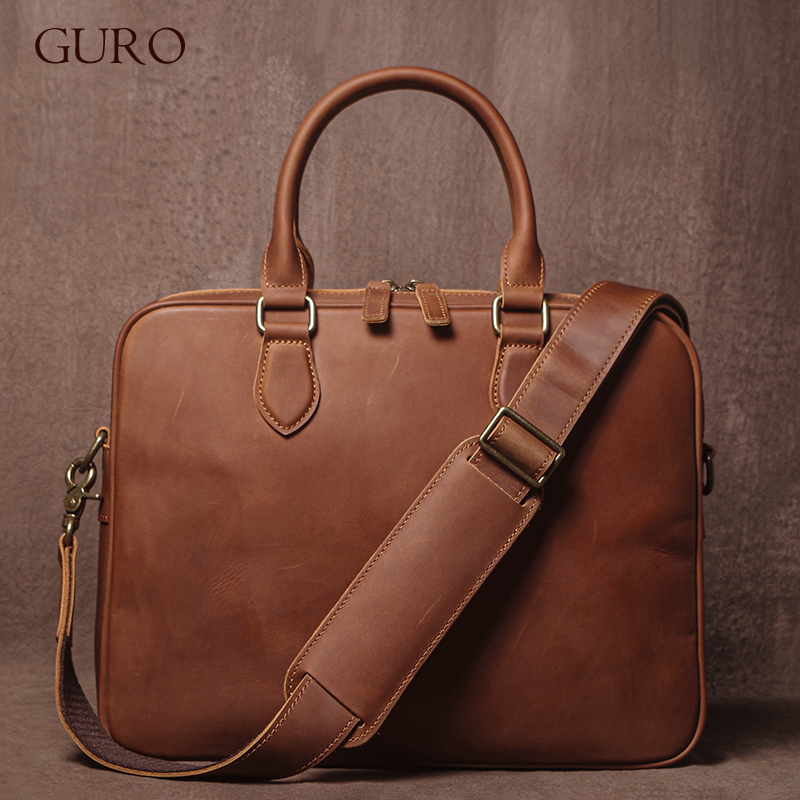 GURO الرجال مجنون الحصان جلد ا - مراجعة Leather Briefcase وسعره
