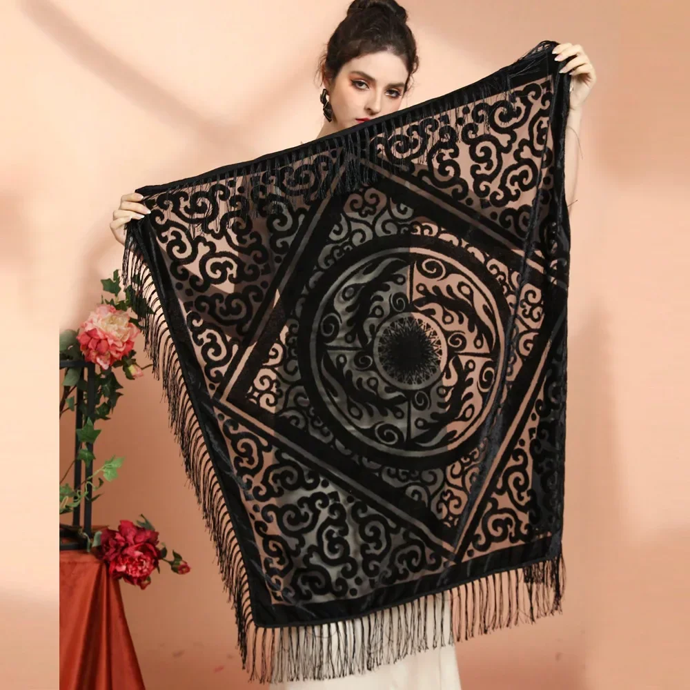 شال جاكار مخملي AW25 مع حواف ش - مراجعة Cashmere Scarf وسعره