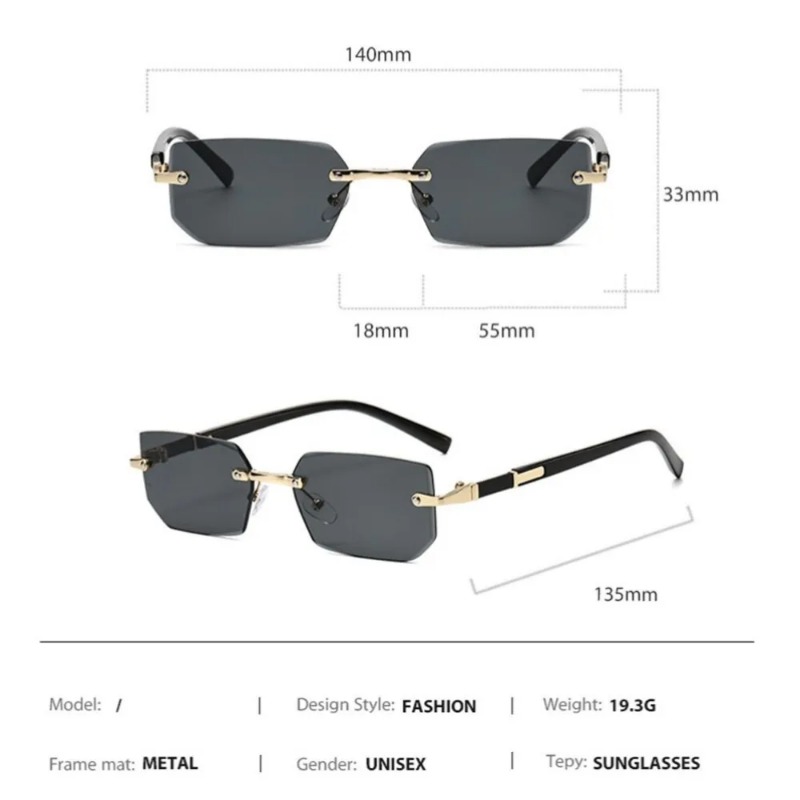 نظارات شمسية مستطيلة بدون إطار - مراجعة Designer Sunglasses وسعره